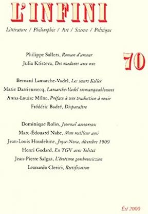L'Infini (Revue L'Infini) (French) Misc. Supplies – 7 Jun. 2000