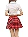Gihuo Women's Plaid Skirt School Uniform Pleated Mini Tartan Skirt