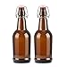 12 pack 16oz Amber Glass Beer Bottle Bottles with Easy Wire Swing Cap & Airtight Rubber Seal. Perfect for Home Brewing Wine.