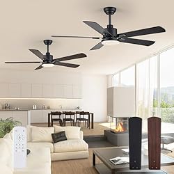 ZMISHIBO 2 Pack 52" Ceiling Fans with Lights, Black