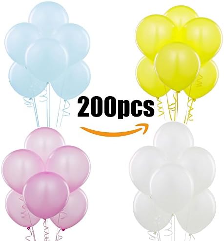Premium Pearlized Latex Round Balloons 12 Inch for Wedding Birthday Graduation Party Decoration- Assorted colors 200 pcs (Light pearl colors)