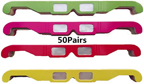 sansheng 3D Fireworks Glasses Neon Multi-Starbursts of 3D Color for Fireworks Displays(50 Pairs)