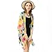 BOSSXIN Women Kimono Cardigan Floral Chiffon Beach Cover Up Loose Blouse Tops(ZS2729 Yellow)