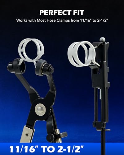 Orion Motor Tech Alicates de Abrazadera de Manguera de 9 Piezas para Mangueras de Aceite Combustible y Agua, Kit de Removedor de Abrazadera de Manguera de Largo Alcance Automotriz con Cable Flexible Clic R tipo Mordaza Giratoria Estuche de Alicates de Banda Plana, Azul