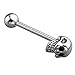 Maggie 1 Pcs Stainless Steel Skull Tongue Bar Bell Ring Body Piercing Jewelry,Black