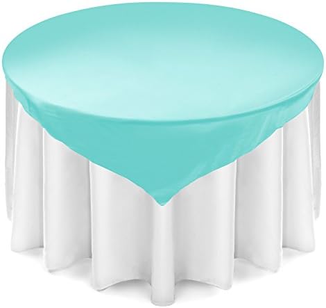 Lann's Linens Satin Wedding Table Overlay - Tablecloth Topper (72" Square - Turquoise)