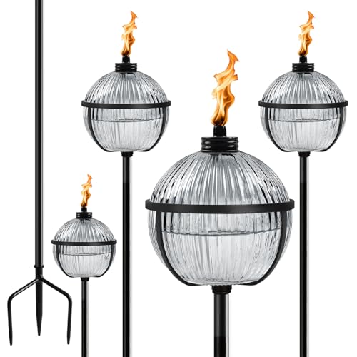 Citronella Torches Set of 4, Large Capacity 16 oz Outdoor Glass Torch