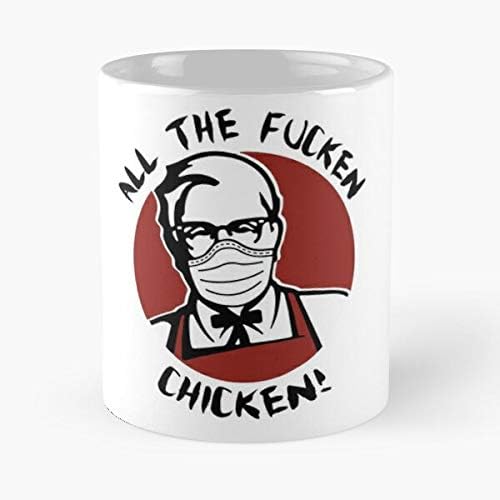 All The Fucken Chicken K-fc Face Mask Virus Classic Mug - The Funny Coffee Mugs For Halloween, Holiday, Christmas Party Decoration 11 Ounce White Lilacoo.