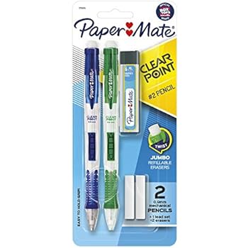 Paper Mate Clearpoint Mechanical Pencils with Refills, 0.9mm, HB #2, 2 Pack