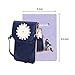 floral design cross-body cute purse mobile phone pouch with view touch window cell phone case for iphone 7 plus 5.5inch smartphones（Deep Blue)