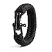 The Friendly Swede Paracord Bracelet with Microcord and D-Shackle - Adjustable Size (Black Medium)