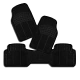 Zento Deals Set of 3-Piece Vehicle Floor Mats Odorless All Weather Trimmable Heavy Duty PVC Rubber (Black)