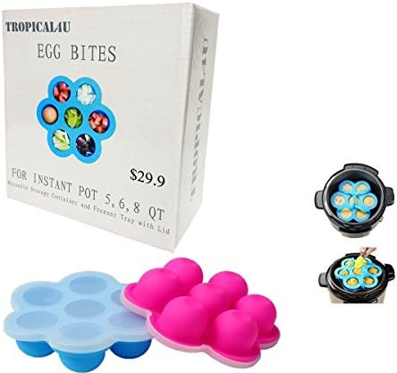 Mini Silicone Pressure Cooker Egg Bites Molds for instant pot Fits Instant Pot 5,6,8 qt Pressure Cooker, Freezer Tray with Lid,Reusable Storage Container and Baby Food container 2 Pack With Box