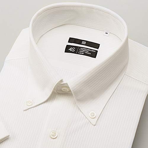 Amazon スーツセレクト メンズ Suit Select ボタンダウン半袖ワイシャツ 形態安定 ストレッチ 4s Bl 3model やや細め ホワイト L シャツ 通販