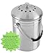 Gold Star Kitchens - Kitchen Compost Bin - Countertop Pail Bucket Container with Lid - Indoor Counter Caddy Bins - Small Food Waste Composter - Surgical Grade Stainless Steel Scrap Trash Can - 1.3 Gal