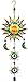 Bejeweled Display Sun & Moon Face Stained Glass Wind Chimes & Bell 36