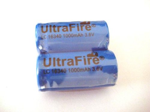 2 Pcs Brand New Ultrafire 16340 1000mAh 3.6V CR123A Rechargeable Batteries