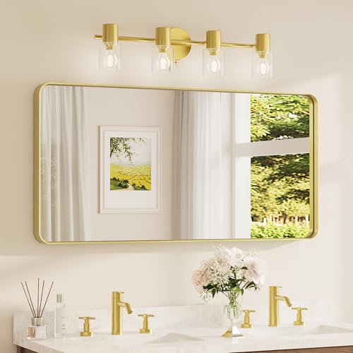 TETOTE 48 x 24 Inch Gold Frame Wall Mirror