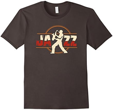 Men's Vintage Jazz T-shirt featuring Saxophone Player 3XL Asphalt