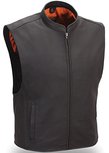 First Manufacturing Men's Zip Front Club Patch Vest (Black, X-Large)