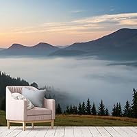 Wall Mural Foggy Forest Removable Self-Adhesive Wallpaper Wall Decoration for Bedroom Living Room - 66x96 inches