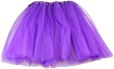 OUBAO Adult Pretty Girl Elastic Stretchy Tulle Dress Tutu 3 Layer Skirt (Purple)