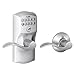 Schlage FE575 CAM 626 ACC Camelot Keypad Lock with Accent Lever, Auto-Lock, Electronic Keyless Entry, Satin Chrome