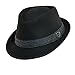 Dorfman Pacific Mens Wool Herringbone Band Classic Fedora Hat (Black, Medium)