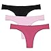 Ekouaer Cheeky Underwear Womens G string Thongs Panties 3 Pack Red Assorted, Large, Black/Rose Red/Pink(3 Pack), Large/7