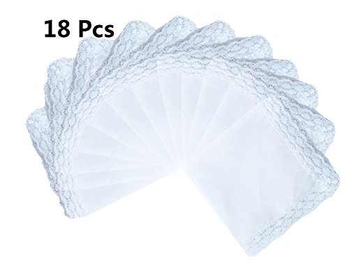 COCOUSM White Perfect Wedding Lace Cotton Handkerchiefs-Square 10 x 10