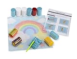 Rainbow DIY Latch Hook Kit – Sew Your Own 12”x12” Fuzzy Rug - Includes Canvas, Tool, Instructions, Acrylic Yarn – Crochet and Needlework Crafts for Kids and Adults – by Zirrly
