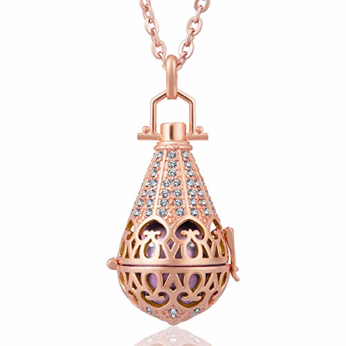 EUDORA Harmony Bola CZ Vintage Angel Chime Caller Pendant 16mm Prayer Bell 30 Inches Necklace Chime