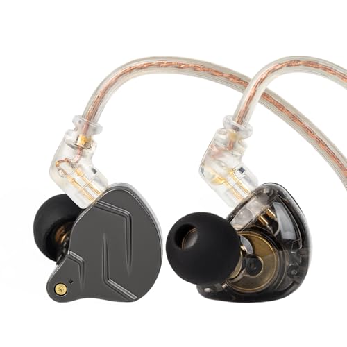 Yinyoo KZ ZSN Pro In-Ear Earphones Monitor Hybrid Dynamic Driver Balanced Armature Headphones Dual Driver 1DD 1BA Deep Bass Stereo Sound Ergonomic Comfortable (Grey Without Microphone)