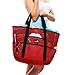 Dejaroo - Sand Free Mesh Bag - Strong Lightweight Tote For Beach & Vacation Essentials. Tons of Storage with 8 Pockets, Foldable, 17x9x15 inches, Red with Black Straps