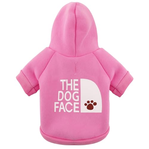 - Sudadera con Capucha para Perro Chihuahua, Rosa cálida y Elegante, con Estampado “The Dog Face”, Ropa para Mascotas y Abrigo Todo en uno, para Invierno y Noches Frescas de Verano, Rosa, XL