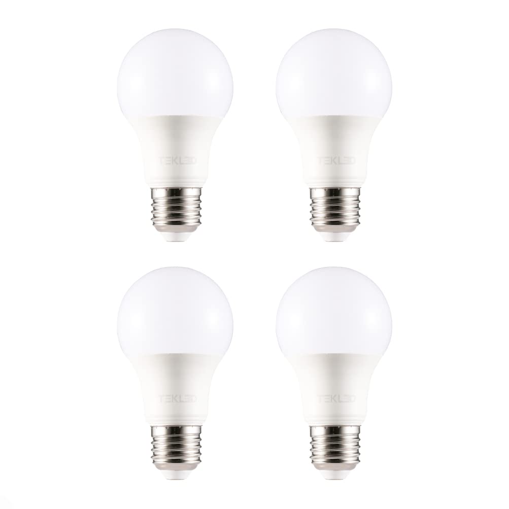 TEKLED® A60 LED Bulbs | E27 Edison Screw | Energy Saving 7W Light Bulb 60W Incandescent Bulb Equivalent | 2700K DIMMABLE 595LM | 4-Pack | Warm White