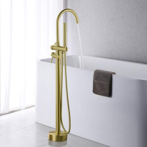 Artiqua Freestanding Tub Filler Bathtub Faucet Brushed Gold Floor