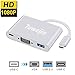 USB Type C to VGA Adapter Tuwejia Multiport USB3.0 Hub Type-C Female with Charging&Video Converter for Apple MacBook,ChromeBook Pixel Projector TV and More Type-C Devices