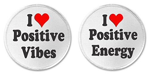 A&T Designs Set 2 I Love Positive Energy Vibes 3" Sew On Patches Life Good Quote