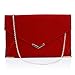 Velvet Envelope Clutch Large Evening Bag Women Bag Metal-Trim Shoulder Bag,Wedding Clutch Bag Purse (Red)