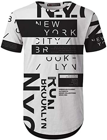 UrbanMax Mens Streetwear Hipster All Over Printed Printed Longline T-Shirts