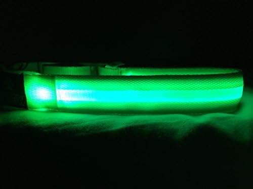 MyPaw LED Striped Dog Collars (Green, Extra Small)