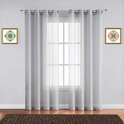 Warm Home Designs Pair of 2 Short Size 54" (Width) x 63" (Length) Grey Silver Sheer Window Curtains. 2 Elegant Premium Quality Panel Drapes are 108 Inch Wide Total - K Silver 63"
