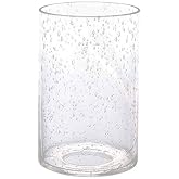 Sunwo Glass Shade Straight Cylinder Glass Lamp Shade Replacement with Multiple Effects(Bubble Cylinder with Fitter)