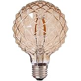 Vintage LED Edison Bulb G30 4W Dimmable LED Filament Bulb Globe Pineapple Shaped Light Bulb 2300K Warm White E26 400LM Equivalent 40W Incandescent (Amber)