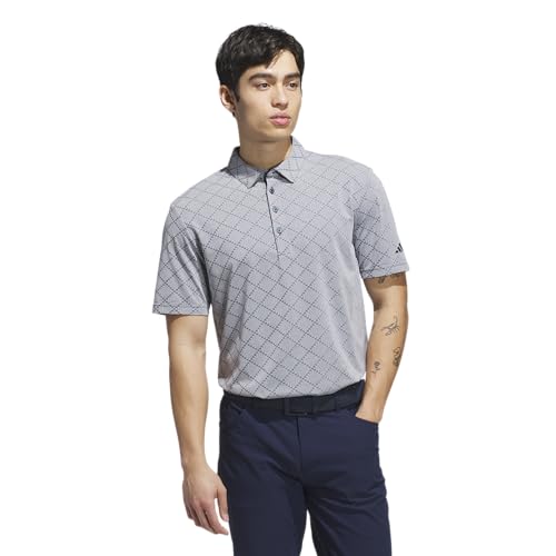 adidas Men's Ultimate365 Hounds Jacquard Polo Shirt, White/Collegiate Navy, X-L…