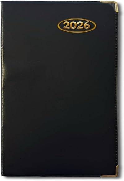 PaulStore 2026 Diary Pocket Small Week To View with Metal Edge Black