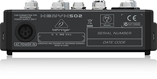 Behringer XENYX 502 5-Channel Audio Mixer and Accessory Bundle w/ 5X Cables and Fibertique Cloth