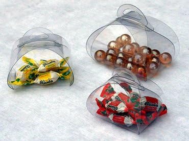 Clear Square Favor Box W/Handle 50 PCS (Medium) 2-11/16 x 1-3/4 x 2-1/4