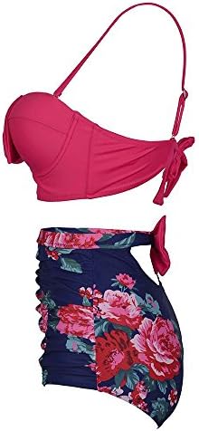 Kxing Cute High Waisted Swimsuit Womens Bow Two Piece Bathing Suit Push Up Bikini Set